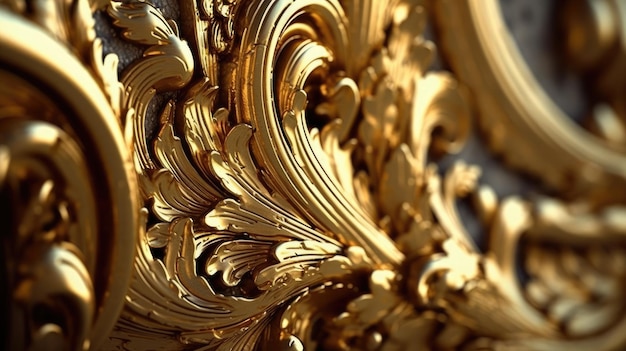 a close up of a gold object