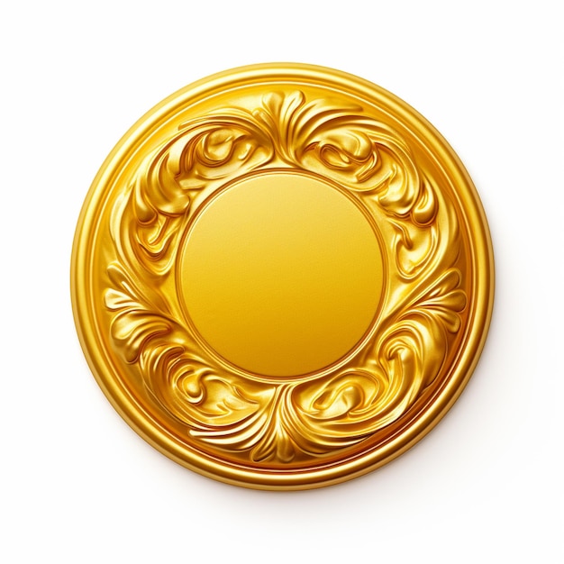 Photo a close up of a gold plate with a decorative design generative ai