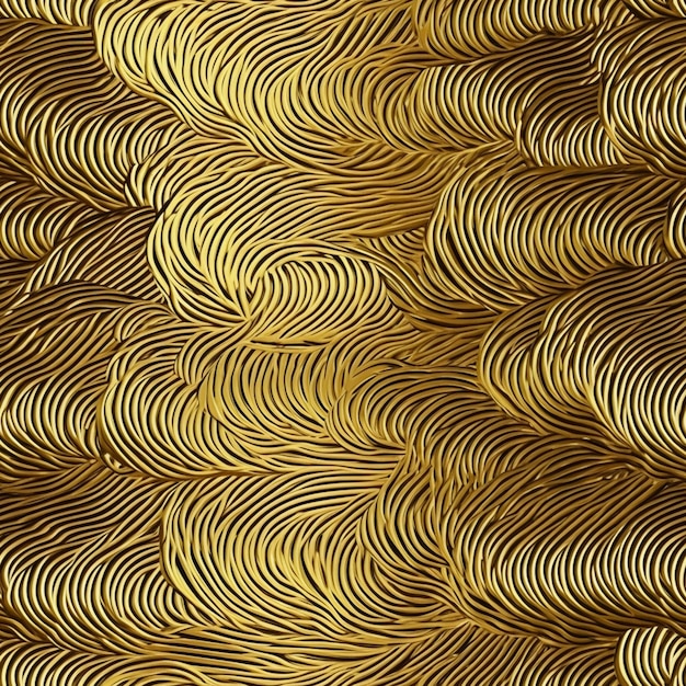 Photo a close up of a gold plate with a pattern of wavy lines generative ai