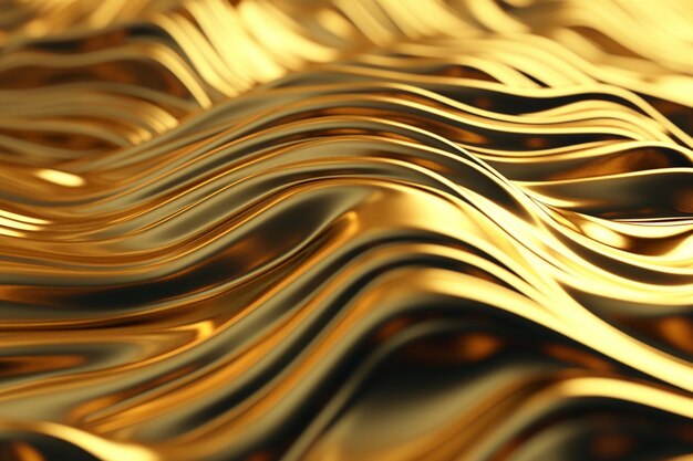 a close up of a gold plate with a wave pattern generative ai