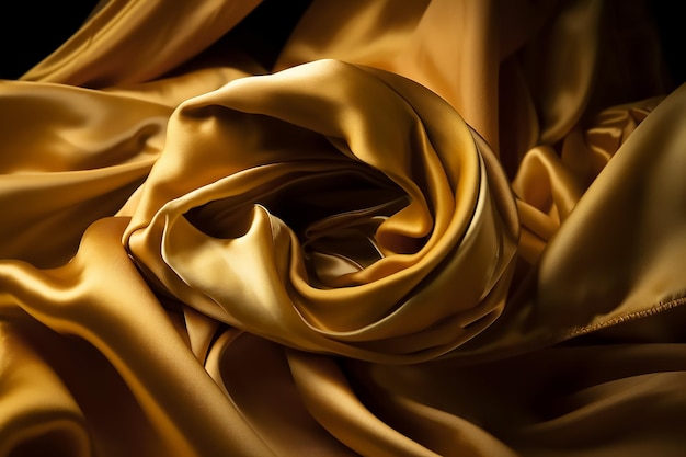 A close up of a gold silk fabric with a large heart in the center.