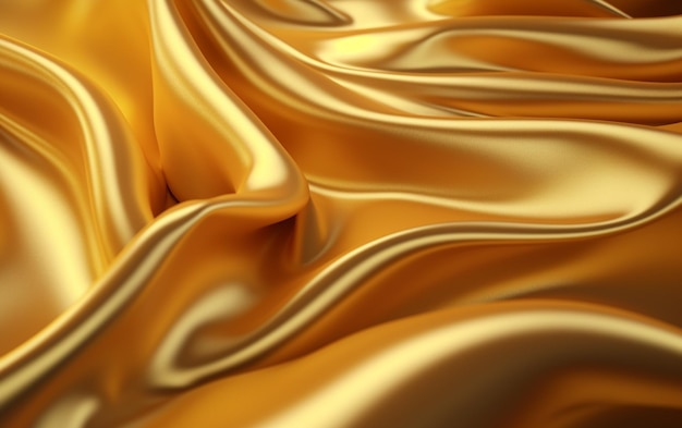 A close up of a gold silk fabric with a very smooth surface generative ai