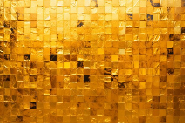 A close up of a gold tiled wall with a toilet generative ai