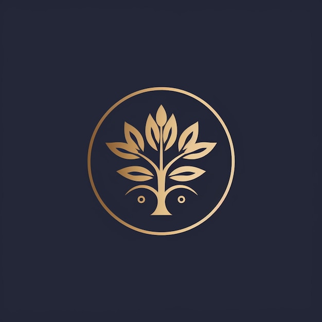 a close up of a gold tree logo on a dark background generative ai