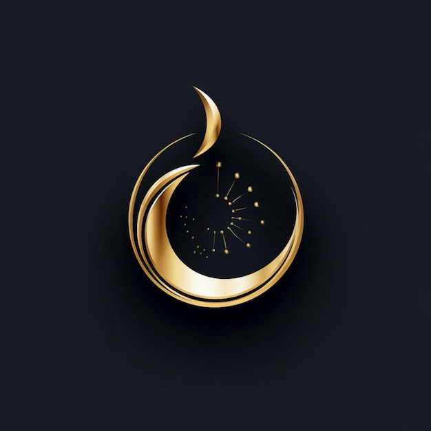 A close up of a golden crescent with a star in the middle generative ai