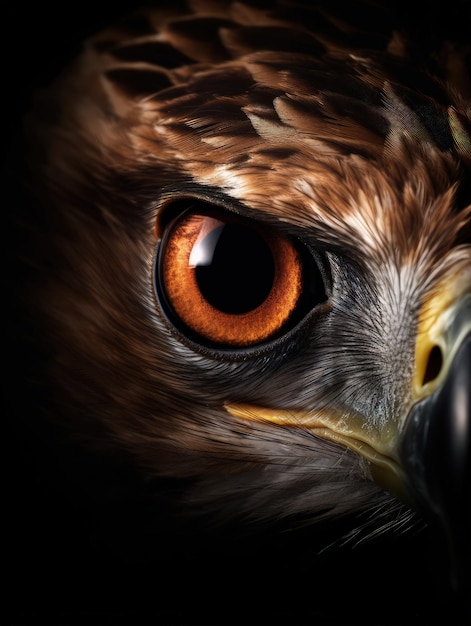 A close up of a golden eagle's eye