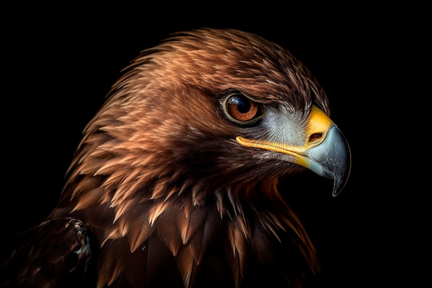 A close up of a golden eagle's face