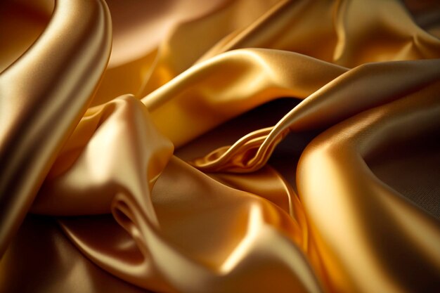 close-up of a golden fabric with a very soft touch to the manufacturing fabric
