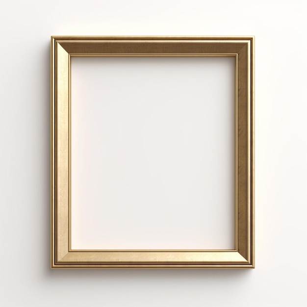 A close up of a golden frame on a white wall generative ai