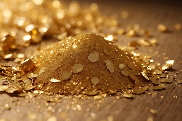 Close up of golden glitter background