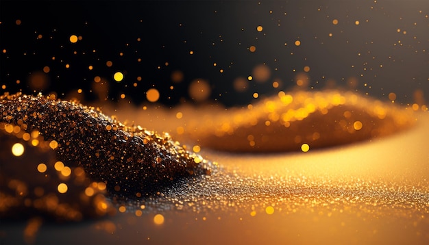 Photo close up of golden glitter powder background