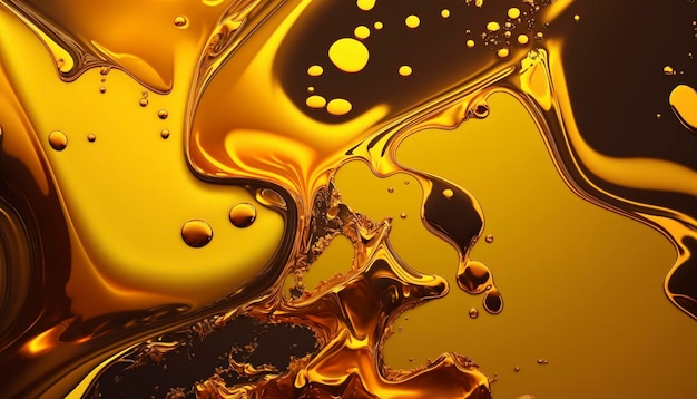 A close up of a golden liquid background