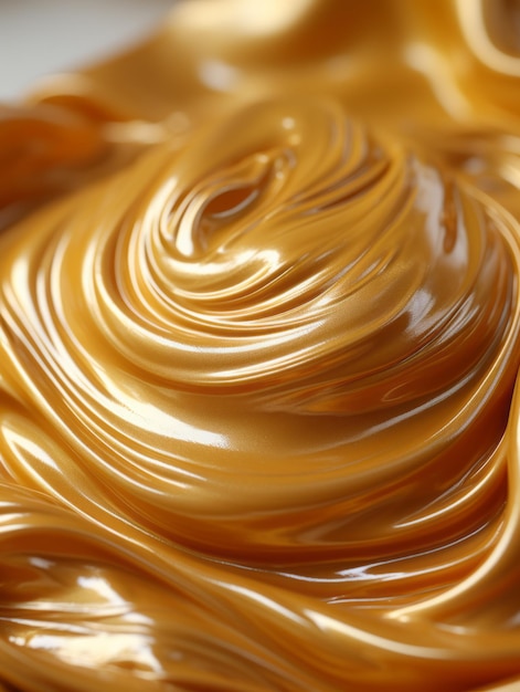 Photo a close up of a golden liquid on top of a white surface