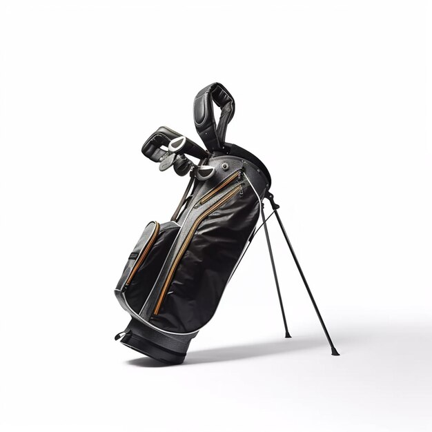 a close up of a golf bag with a camera attached to it generative ai