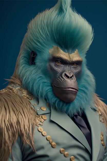 Close up of a gorilla wearing a suit