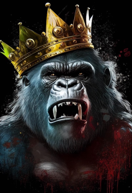 A close up of a gorilla with a crown on its head generative ai