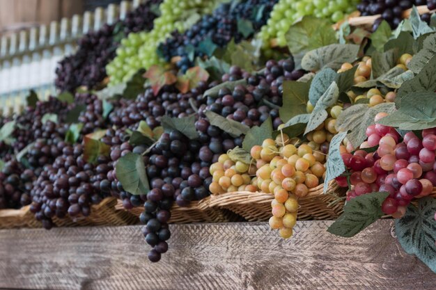 Photo close-up of grapes in basket