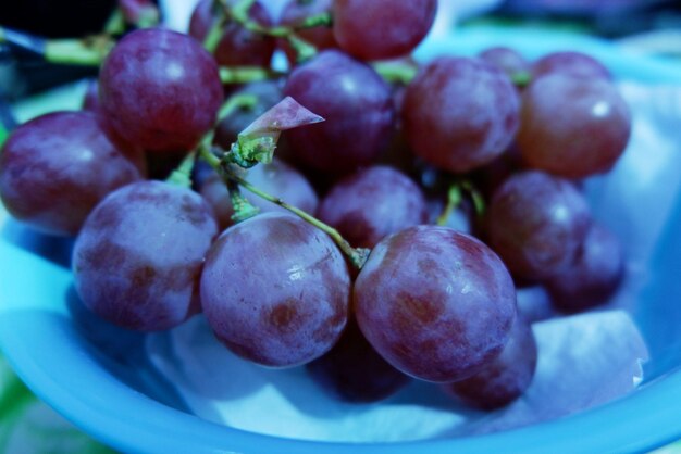 Close-up of grapes in plate