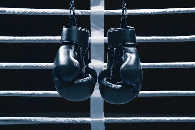 Photo close up graph of boxing gloves illustrating intensity and focus in combat sports