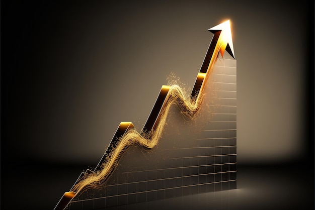 Close up of graphing downward arrow pointing upward generative ai