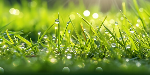 a close up of a grass covered in water droplets