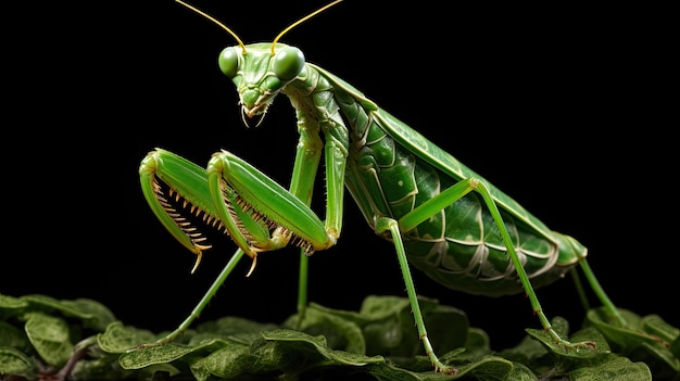 Close Up of Grasshopper on Black Background