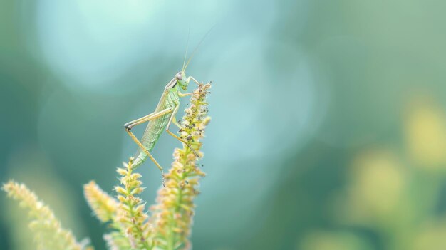 Close Up of a Grasshopper on a Plant