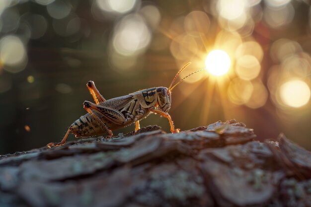 A close up of a grasshopper on a rock