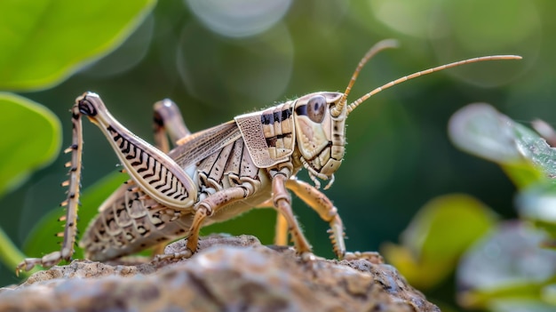 Close Up of a Grasshopper on a Rock