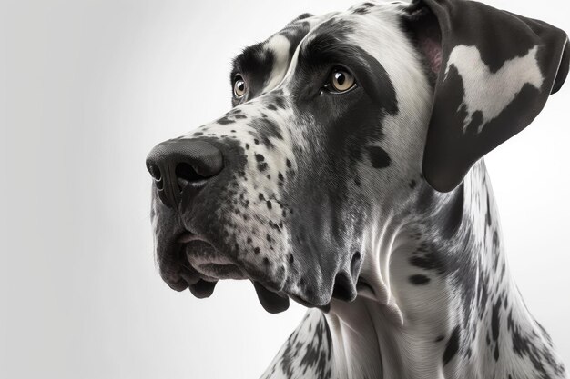 Close up of Great Dane dog white background Generative AI AIG16