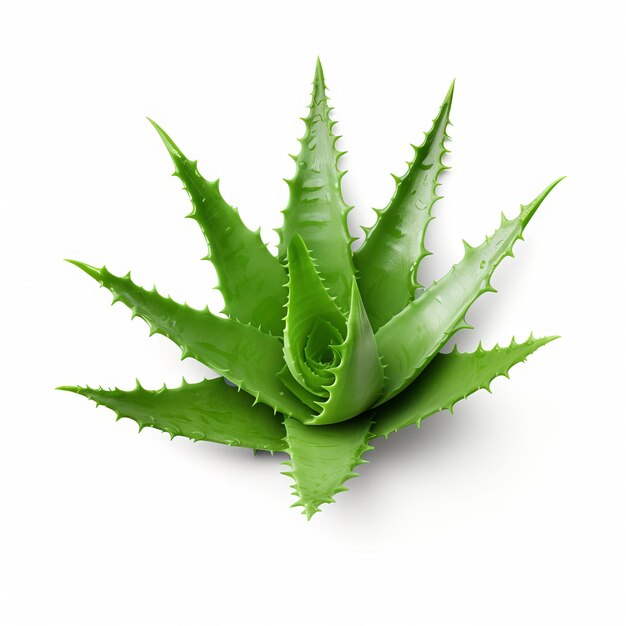 A close up of a green aloe vera plant