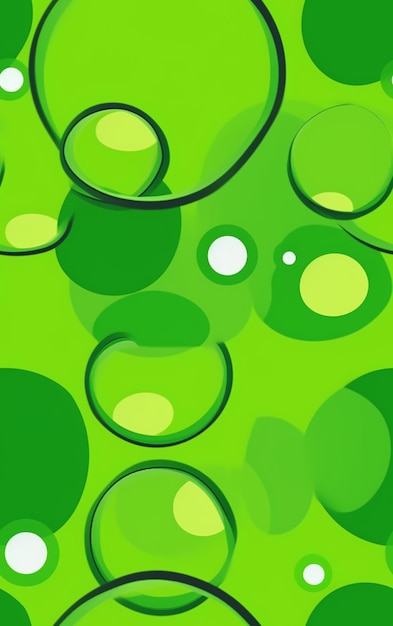 a close up of a green background with bubbles and circles generative ai