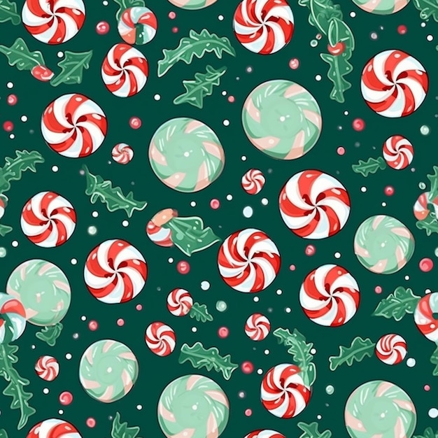 A close up of a green background with a lot of candy generative ai