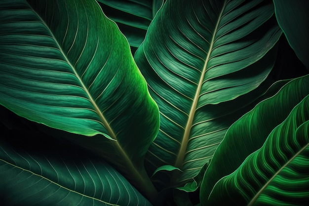 A close up of a green banana leaf