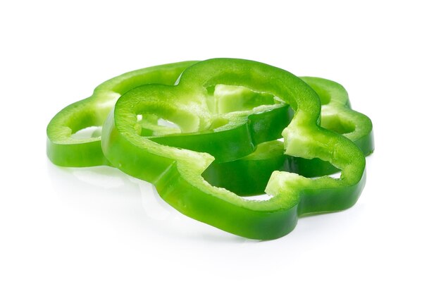 Photo close-up of green bell pepper against white background