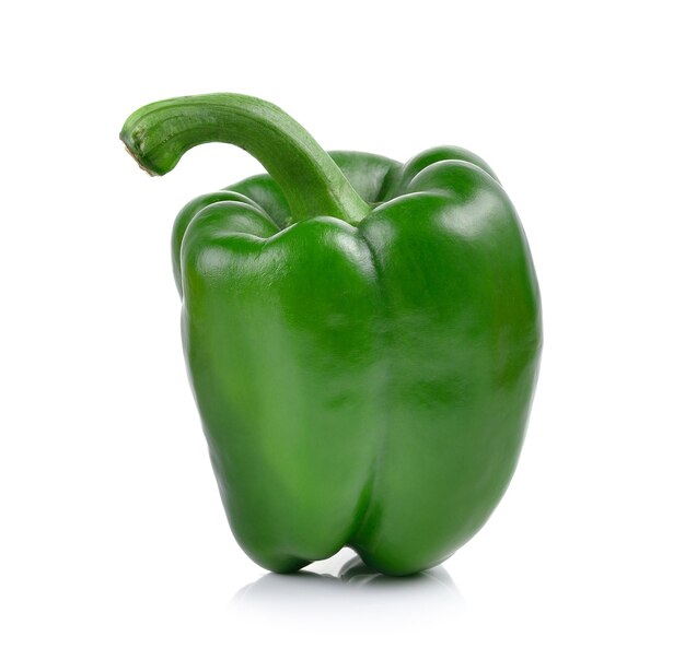 Close-up of green bell pepper against white background