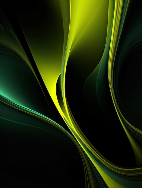 a close up of a green and black abstract background with a curved design generative ai