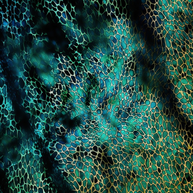 a close up of a green and blue abstract painting generative ai