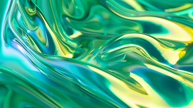 A close up of a green and blue liquid