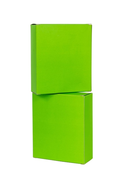 Foto close-up della scatola verde su sfondo bianco