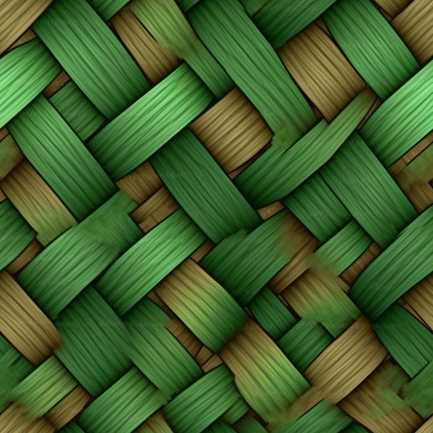 Photo a close up of a green and brown woven basket generative ai