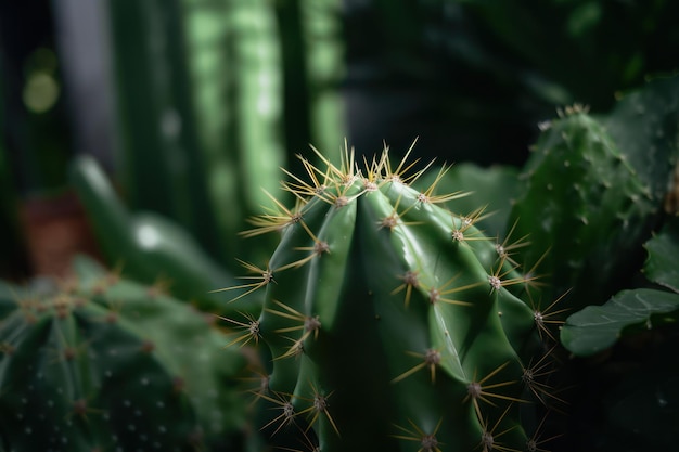 緑のカクタス植物のクローズアップ