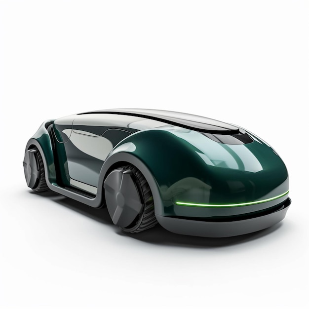 a close up of a green car with a green light on the side generative ai