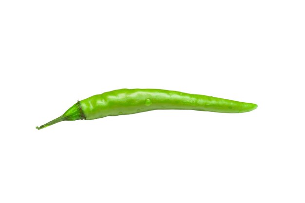 Close-up of green chili pepper against white background