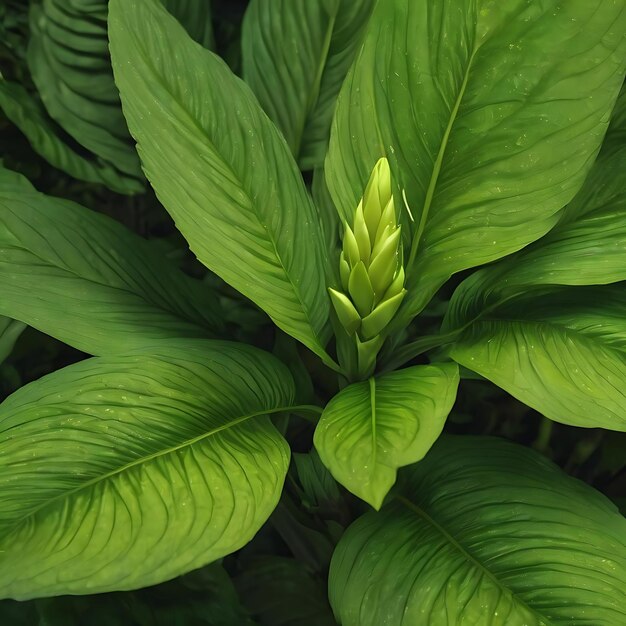 Close up of green cigar flower leaves