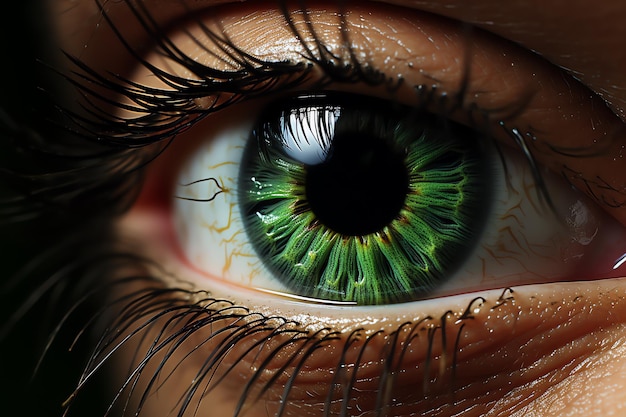 Close-up of a moody green anime eye