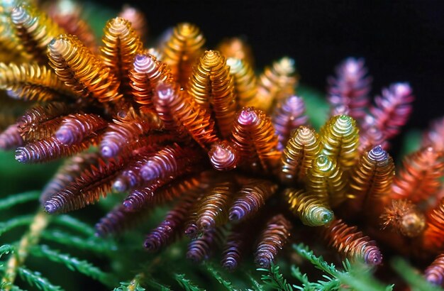 Photo close up on a green firs leaves