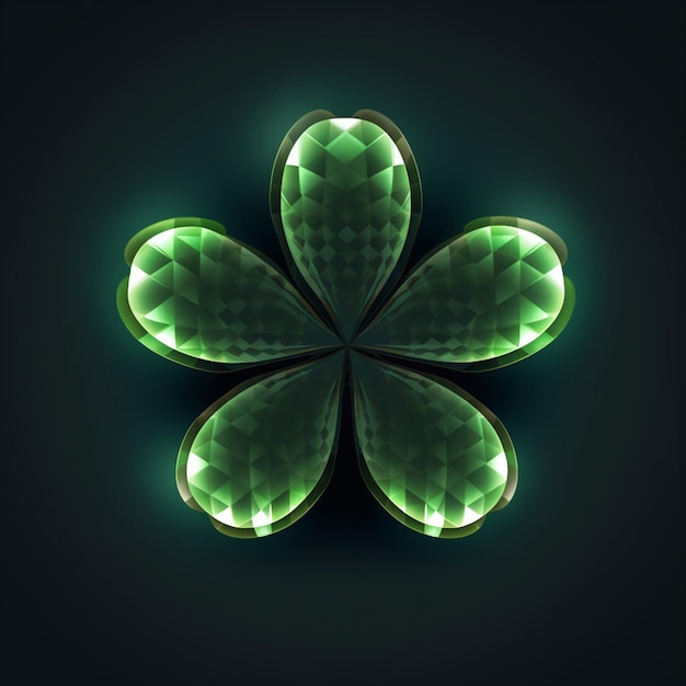 A close up of a green flower with a black background generative ai