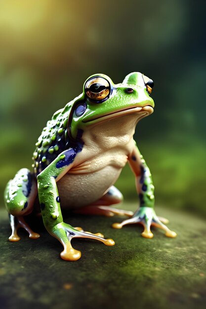 close up green frog on a natural background