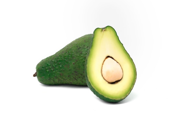 close-up of green fruit against white background